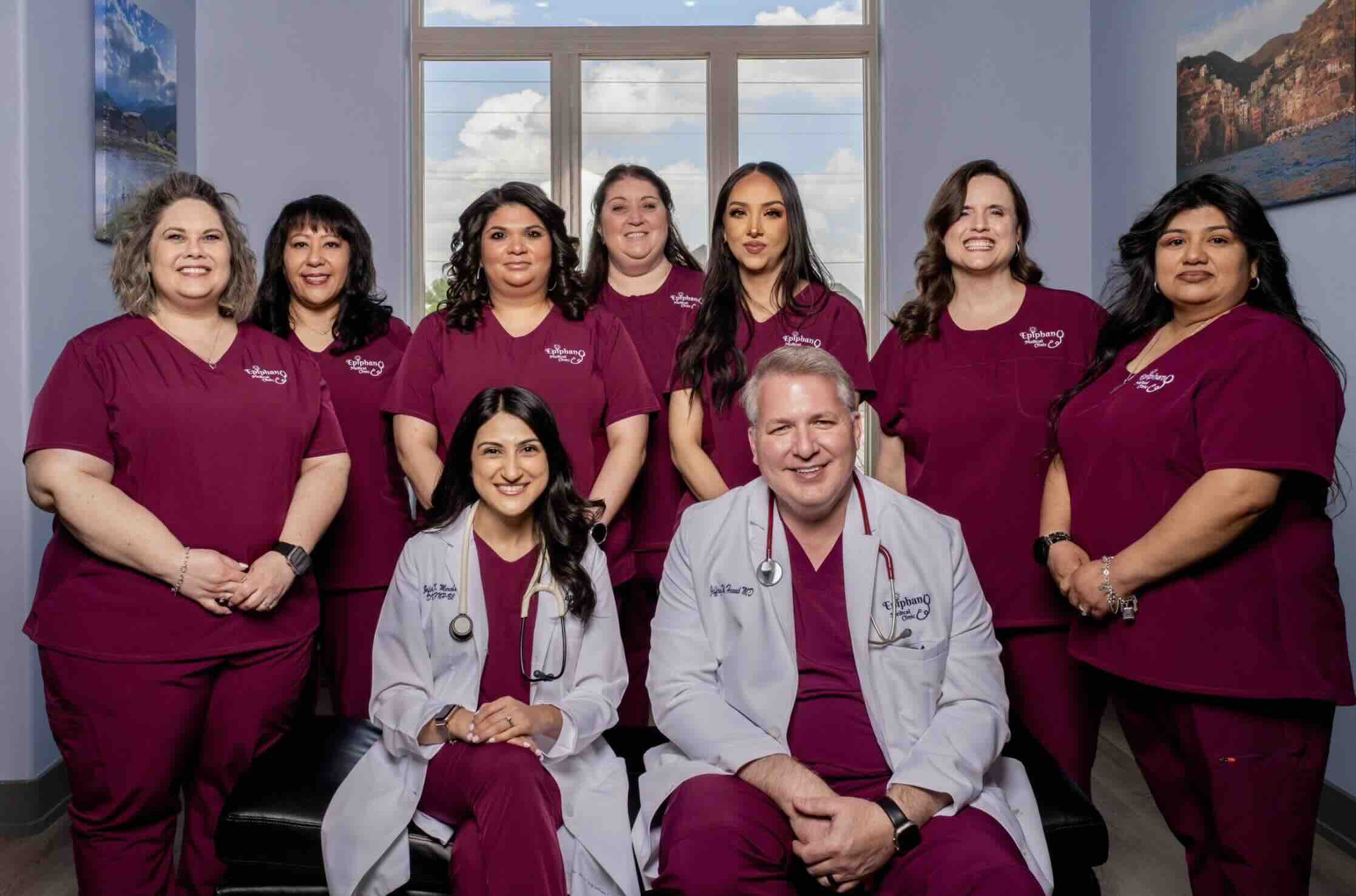 The Epiphany Family Medicine team — Dr. Jeffrey Hannel, Zafira Merchant DNP FNP-BC, and staff in Lubbock, TX